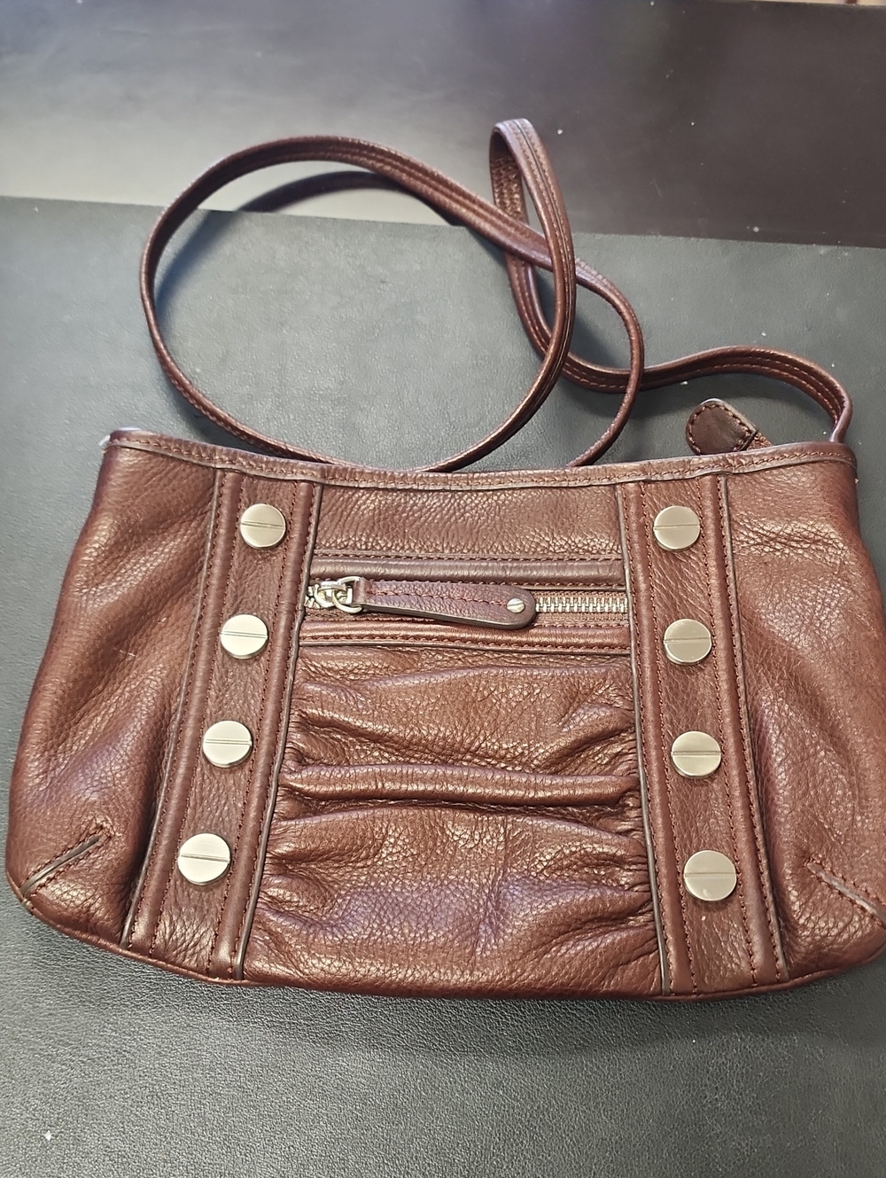 B. Makowsky Brown Leather Crossbody Bag